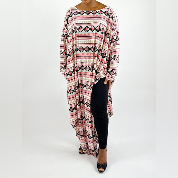 Multicolor Aztec Boho Print Maxi Kaftan Dress - Picture 4 of 7